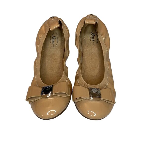 Bass Lana Ballet Flats Women 6M Shoes Tan Slides Round Toes Bow Business Preppy - Picture 2 of 9